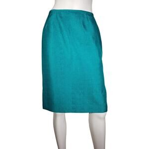 Vintage Suit Studio Size 4P Womens Pencil Skirt Green Lined Back Zippler Slit